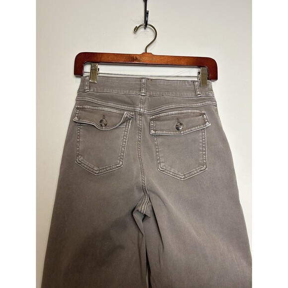 Spanx Stretch Wide Leg Cropped Twill Pant Tan Size Small Tall - Picture 8 of 10